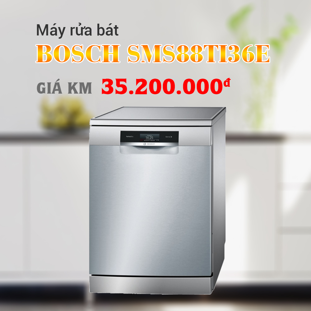 Máy rửa bát Bosch SMS88TI03E xuất xứ Đức - Khuyến mãi tháng 9/2019